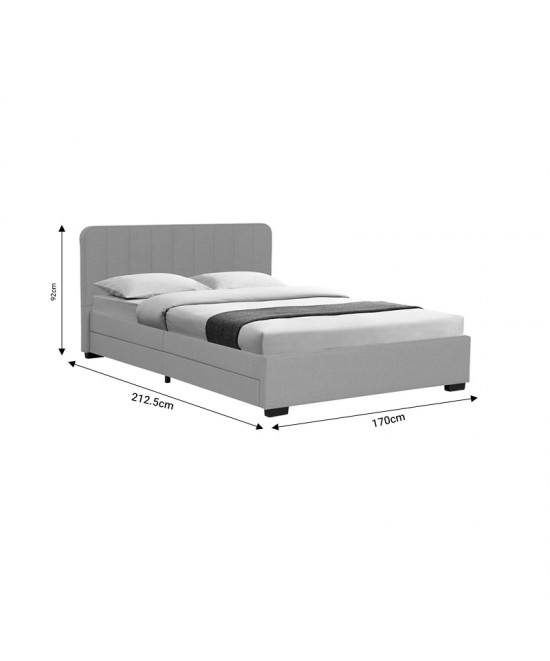 Κρεβάτι διπλό Veloty pakoworld ύφασμα μπεζ με συρτάρια 150x200εκ