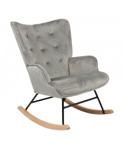 Κουνιστή πολυθρόνα Georgia pakoworld βελούδο γκρι-φυσικό 75x71x95εκ