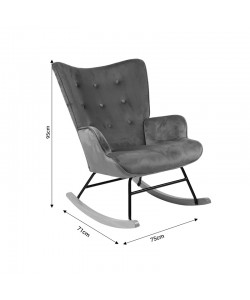 Κουνιστή πολυθρόνα Georgia pakoworld βελούδο γκρι-φυσικό 75x71x95εκ