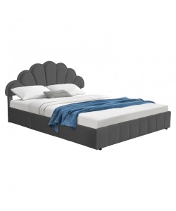 Κρεβάτι διπλό Wardie pakoworld βελούδο ανθρακί με αποθηκευτικό χώρο 160x200εκ