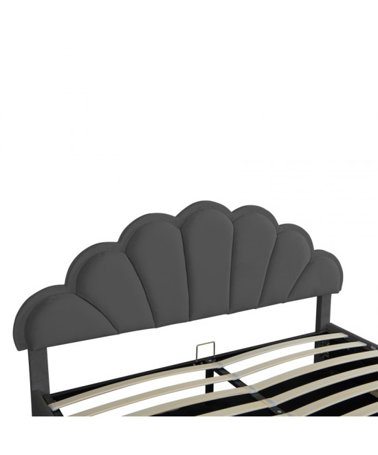 Κρεβάτι διπλό Wardie pakoworld βελούδο ανθρακί με αποθηκευτικό χώρο 160x200εκ