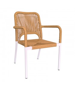 Πολυθρόνα αλουμινίου Norture pakoworld στοιβαζόμενη λευκός σκελετός-φυσικό rattan 57x61x85εκ