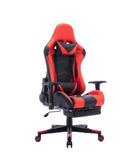 Καρέκλα γραφείου gaming Zeldo pakoworld pu μαύρο-κόκκινο 66x56x135εκ