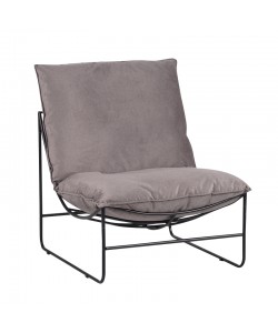 Πολυθρόνα Chopie pakoworld ύφασμα γκρι ποντικί-μαύρο πόδι 77x90x83εκ