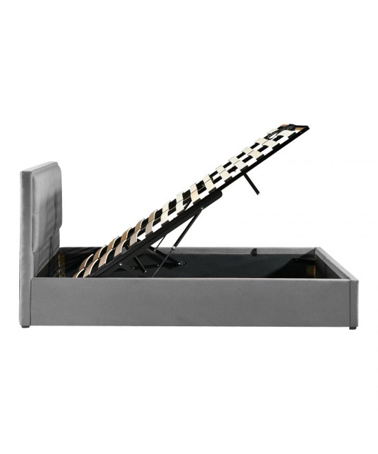 Κρεβάτι διπλό Sonnie pakoworld με αποθηκευτικό χώρο ύφασμα ανθρακί 150x200εκ