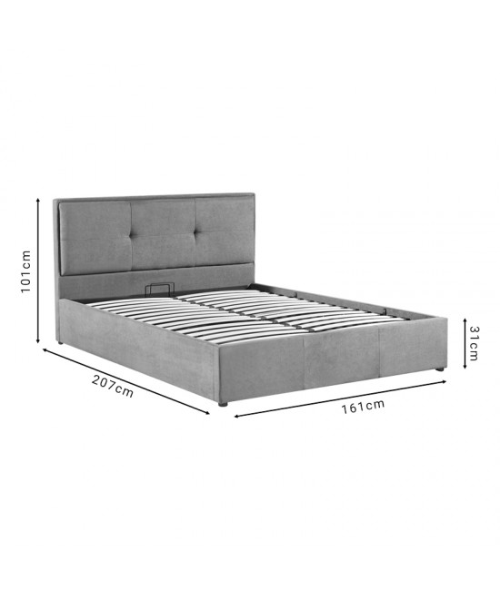 Κρεβάτι διπλό Sonnie pakoworld με αποθηκευτικό χώρο ύφασμα ανθρακί 150x200εκ