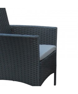 Σαλόνι κήπου Calmness pakoworld σετ 4τμχ rattan μαύρο-ύφασμα γκρι