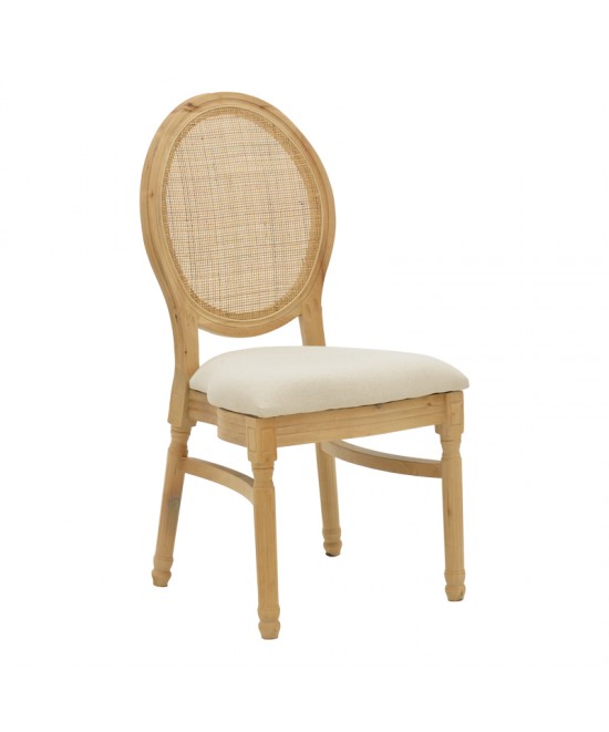 Καρέκλα Canco pakoworld φυσικό rubberwood-φυσικό rattan 50x55x98εκ