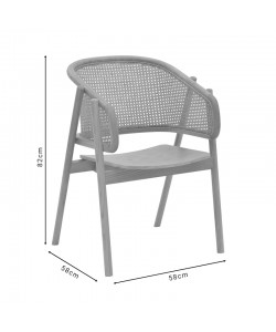 Πολυθρόνα Wenzy pakoworld φυσικό Rattan - μασίφ ξύλο toon 58x58x82εκ