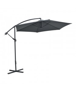 Ομπρέλα με βάση Jiopel pakoworld μονοκόμματος ιστός αλουμίνιο-ύφασμα μπεζ-γκρι Φ3m