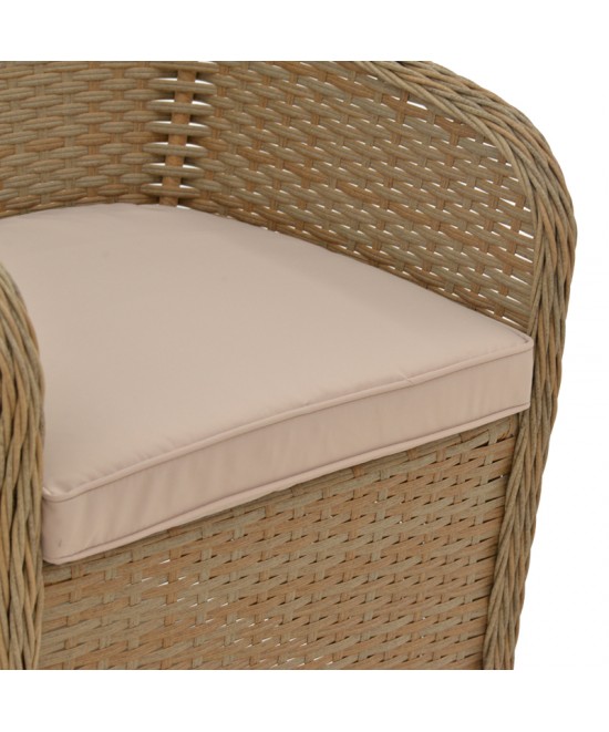 Πολυθρόνα κήπου Hadrian pakoworld rattan καφέ- textilene μπεζ 57x70x85εκ Πολυθρόνα κήπου Hadrian pakoworld rattan καφέ- textilene μπεζ 57x70x85εκ