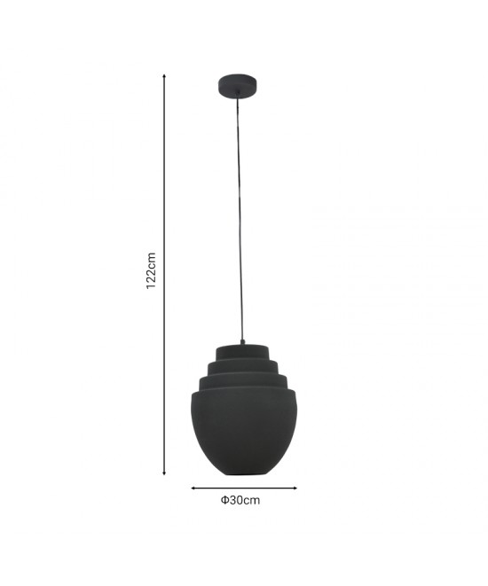 Φωτιστικό οροφής Kelsy Inart E27 μαύρο μέταλλο Φ30x122εκ Φωτιστικό οροφής Kelsy Inart E27 μαύρο μέταλλο Φ30x122εκ