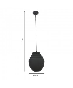 Φωτιστικό οροφής Kelsy Inart E27 μαύρο μέταλλο Φ30x122εκ