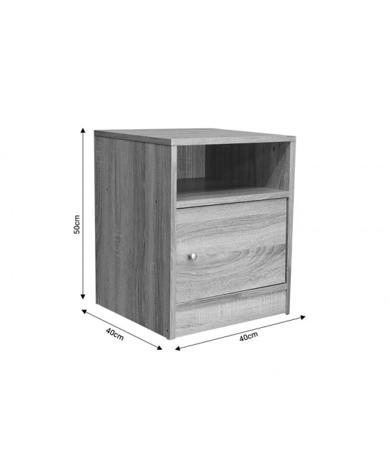 Κομοδίνο Foly pakoworld με ένα ντουλάπι γκρι oak 40x40x50εκ