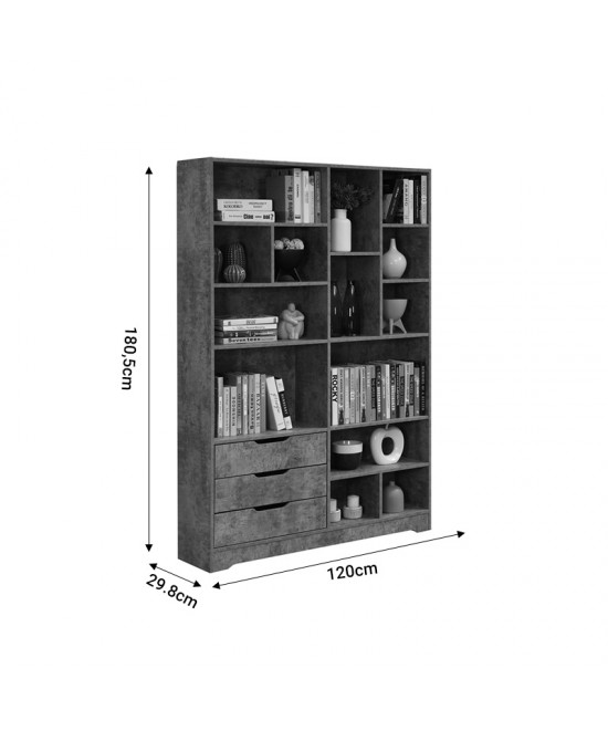 Βιβλιοθήκη Lucinda pakoworld γκρι oak 120x29.8x180.5εκ Βιβλιοθήκη Lucinda pakoworld γκρι oak 120x29.8x180.5εκ