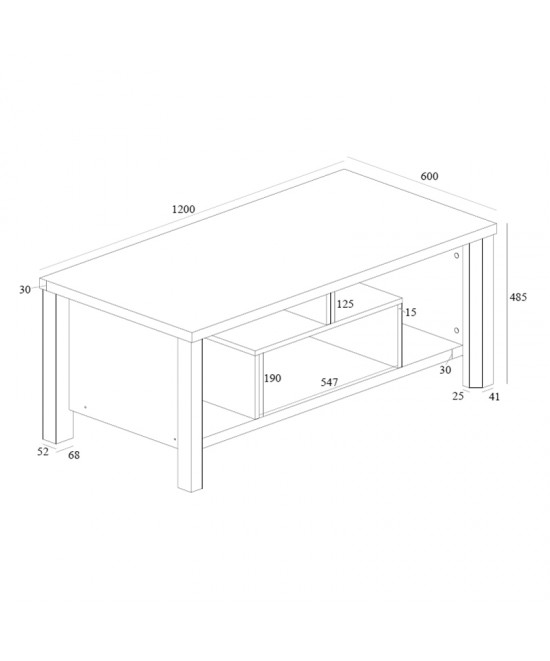 Τραπέζι σαλονιού Tracy pakoworld λευκό-γκρι 120x60x48.5εκ Τραπέζι σαλονιού Tracy pakoworld λευκό-γκρι 120x60x48.5εκ