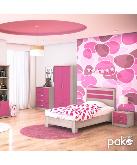 Κρεβάτι παιδικό Looney pakoworld σε χρώμα castillo-ροζ 100x200εκ