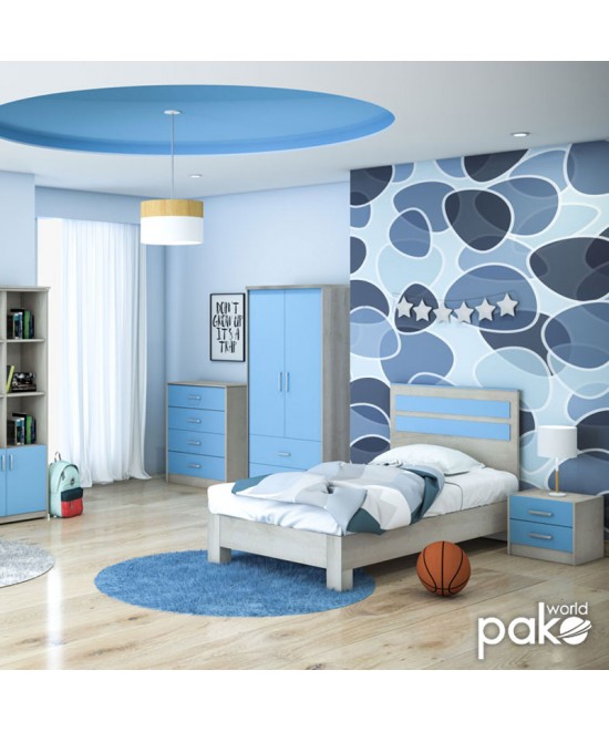 Κρεβάτι παιδικό Looney pakoworld σε χρώμα castillo-μπλε 100x200εκ