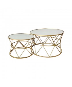 Tραπέζια σαλονιού Pelosif Inart χρυσό σετ 2τεμ μέταλλο