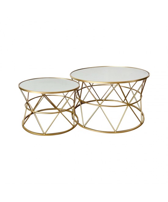 Tραπέζια σαλονιού Pelosif Inart χρυσό σετ 2τεμ μέταλλο