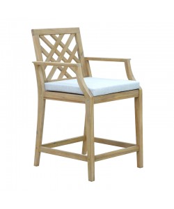 Σκαμπό μπαρ Amalfi pakoworld μασίφ ξύλο ακακίας-μπεζ ύφασμα 59x63.5x104.9εκ