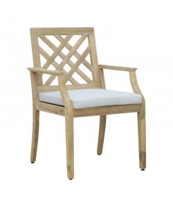 Πολυθρόνα Bolen pakoworld μασίφ ξύλο ακακίας-μπεζ ύφασμα 59x63.2x89.9εκ