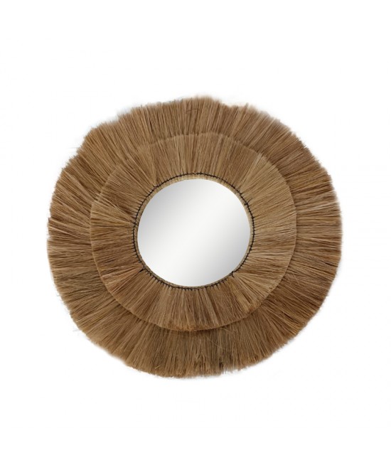 Καθρέπτης Krava Inart φυσικό ψάθα Φ77x3εκ