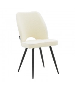 Καρέκλα Renish pakoworld μπουκλέ εκρού-μεταλλικό μαύρο πόδι 61x47x91.5εκ