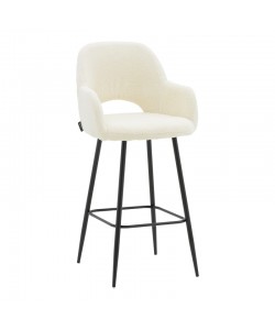 Σκαμπό bar Renish pakoworld μπουκλέ εκρού-μεταλλικό μαύρο πόδι 51x57x114εκ