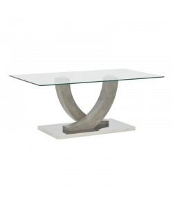 Τραπέζι σαλονιού Kasmora pakoworld γκρι ξύλο-γυαλί 110x60x45εκ