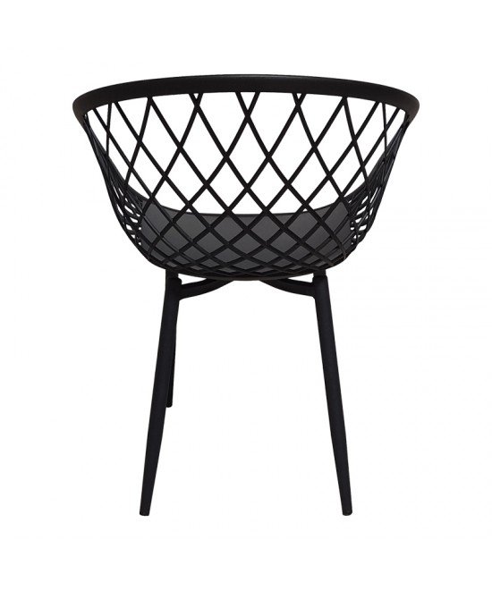 Πολυθρόνα Ezra pakoworld μαύρο pp-πόδι μαύρο μέταλλο 62x42x82εκ