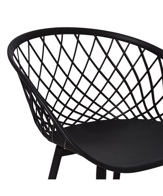 Πολυθρόνα Ezra pakoworld μαύρο pp-πόδι μαύρο μέταλλο 62x42x82εκ