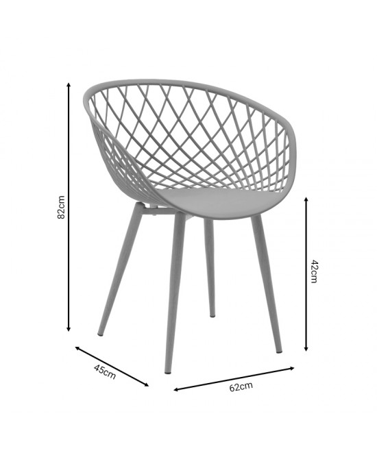 Πολυθρόνα Ezra pakoworld μαύρο pp-πόδι μαύρο μέταλλο 62x42x82εκ