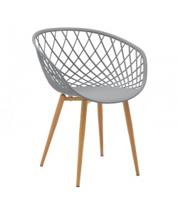 Πολυθρόνα Ezra pakoworld γκρι pp-πόδι φυσικό μέταλλο 62x42x82εκ