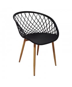 Πολυθρόνα Ezra pakoworld μαύρο pp-πόδι φυσικό μέταλλο 62x42x82εκ