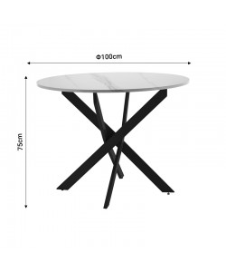 Τραπέζι Dammero pakoworld mdf σε ανθρακί απόχρωση με πόδι μαύρο μέταλλο Φ100x75εκ