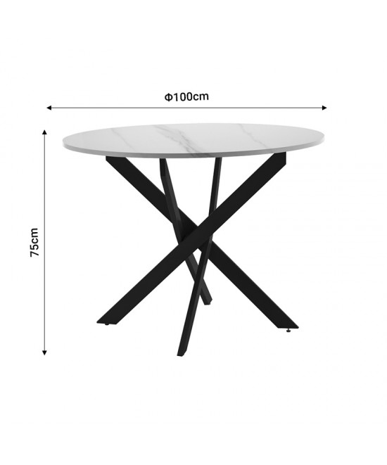 Τραπέζι Dammero pakoworld mdf σε ανθρακί απόχρωση με πόδι μαύρο μέταλλο Φ100x75εκ