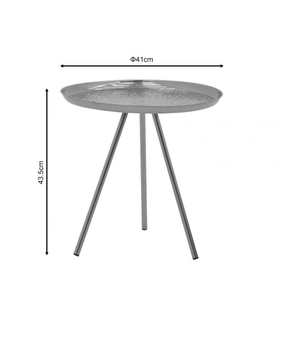 Βοηθητικό τραπέζι Jacksie Inart γκρι-χρυσό μέταλλο Φ41x43.5εκ