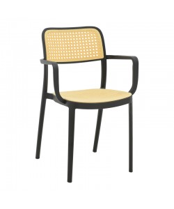 Πολυθρόνα Westley pakoworld pp φυσικό-μαύρο 58x47x81εκ