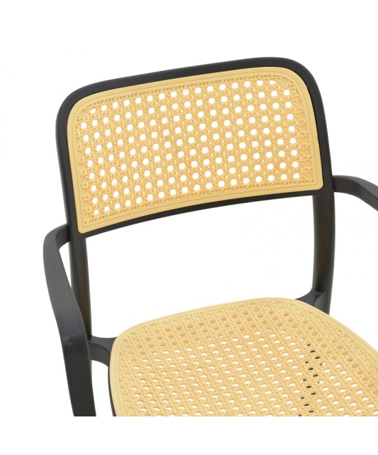 Πολυθρόνα Westley pakoworld pp φυσικό-μαύρο 58x47x81εκ