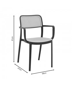 Πολυθρόνα Westley pakoworld pp φυσικό-μαύρο 58x47x81εκ