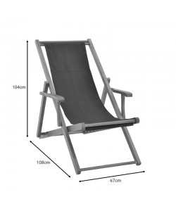 Σεζλόνγκ Xurian pakoworld ξύλο ακακίας φυσικό-πανί pvc μαύρο