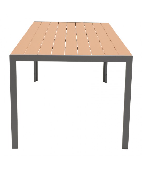 Τραπέζι Nares pakoworld αλουμίνιο ανθρακί-plywood φυσικό 180x90x72.5εκ