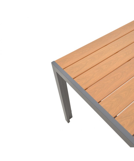 Τραπέζι Nares pakoworld αλουμίνιο ανθρακί-plywood φυσικό 180x90x72.5εκ