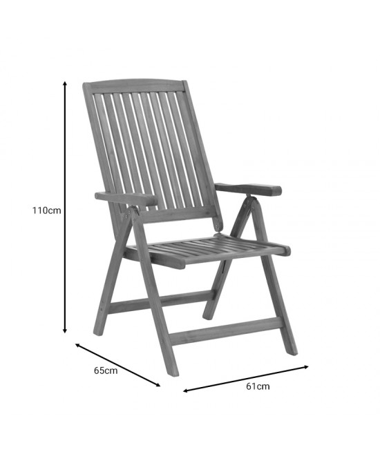 Πολυθρόνα 5 θέσεων Zerco pakoworld πτυσσόμενη ξύλο ακακίας φυσικό 61x65x110εκ
