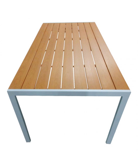 Τραπέζι Nares pakoworld αλουμίνιο λευκό-plywood φυσικό 180x90x72.5εκ