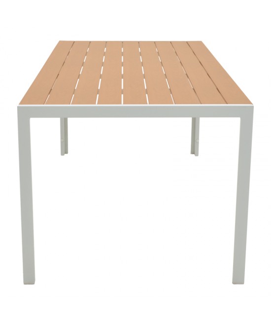 Τραπέζι Nares pakoworld αλουμίνιο λευκό-plywood φυσικό 180x90x72.5εκ