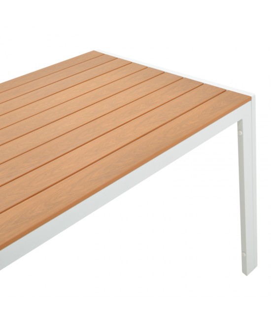 Τραπέζι Nares pakoworld αλουμίνιο λευκό-plywood φυσικό 180x90x72.5εκ