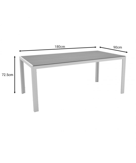 Τραπέζι Nares pakoworld αλουμίνιο λευκό-plywood φυσικό 180x90x72.5εκ