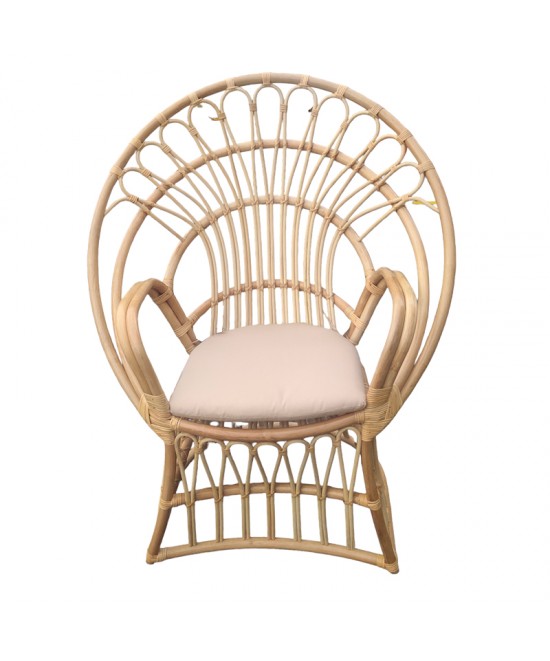 Πολυθρόνα Boloni Inart με μπεζ μαξιλάρι-φυσικό rattan 100x67x120εκ